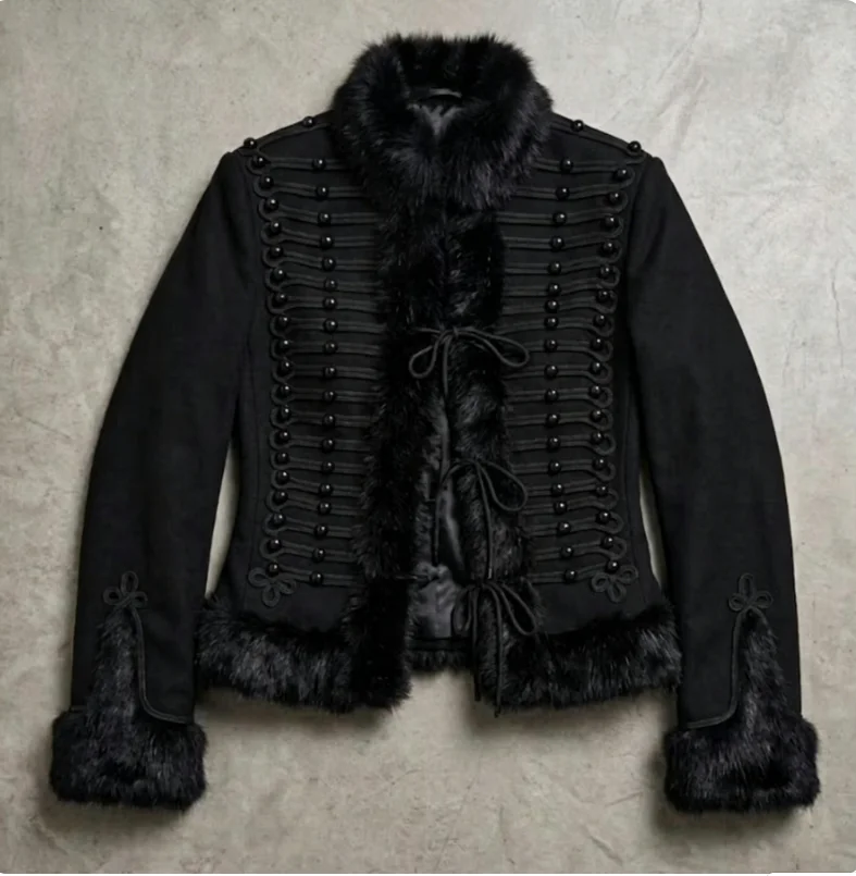 Historisches Napoleonisches Husaren-Cosplay-Kostüm Schwarze Jacke Herren Schwarzer Militäroffiziersmantel Regency-Uniform Parade-Frack