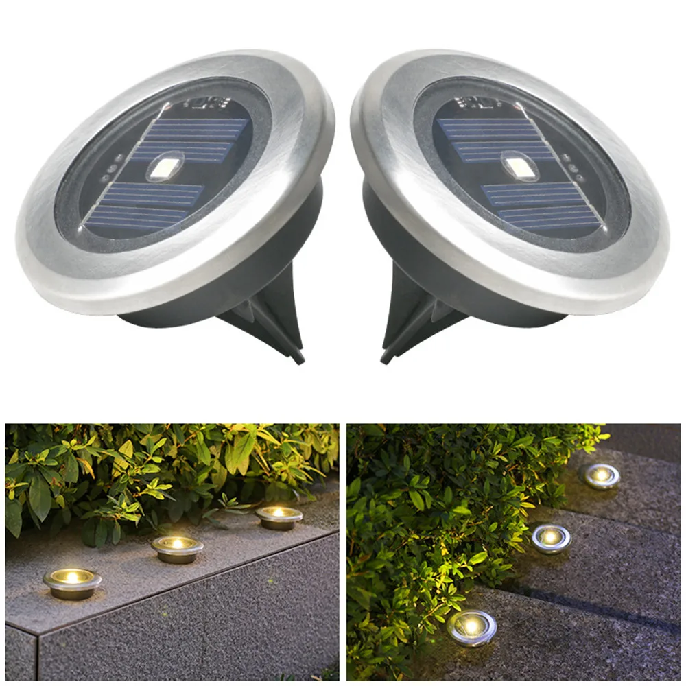 4pcs 1LED Solar Power Mini Disk Light Outdoor Garden Solar Underground Light Deck Light Spotlight Buried Solar Led Lamp for Gard