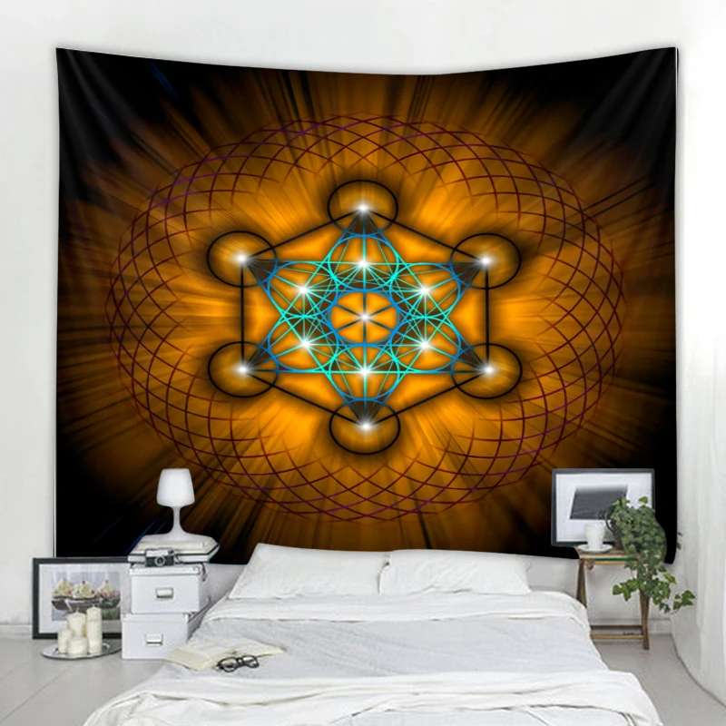Sacred Geometry Tapestry Bohemian Hippie Mandala Tapestry Meditation Theme Tapestries Witchcraft Astrology Pattern Wall Hanging