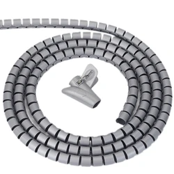 5M Wire Storage Tube Clips Cable Sleeve Organizer Pipe Wrap Cord Protector Flexible Spiral Management Device