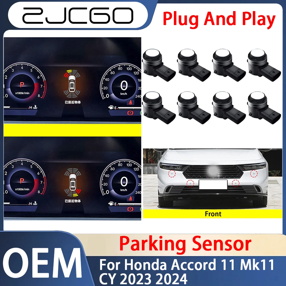 ZJCGO for Honda Accord 11 Mk11 CY 2023 2024 2025 Car Parking Sensor 8 Sensors Buzzer Reverse Backup Radar Sound Alert System