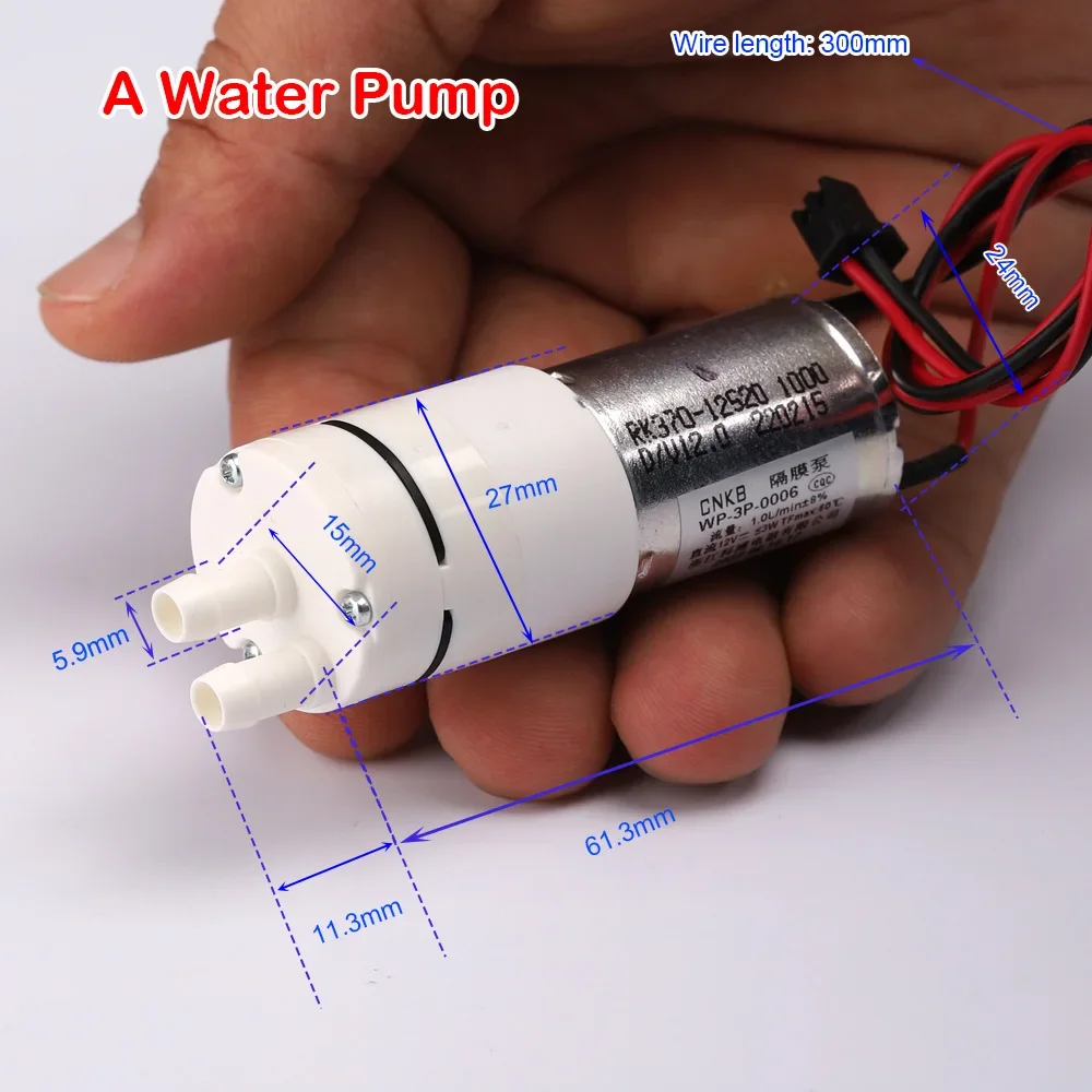 DC12V 3W 1L/min 370 mini electric water pump High flow diaphragm pump Carbon brush high-quality self priming pump 7.4V-14.4V