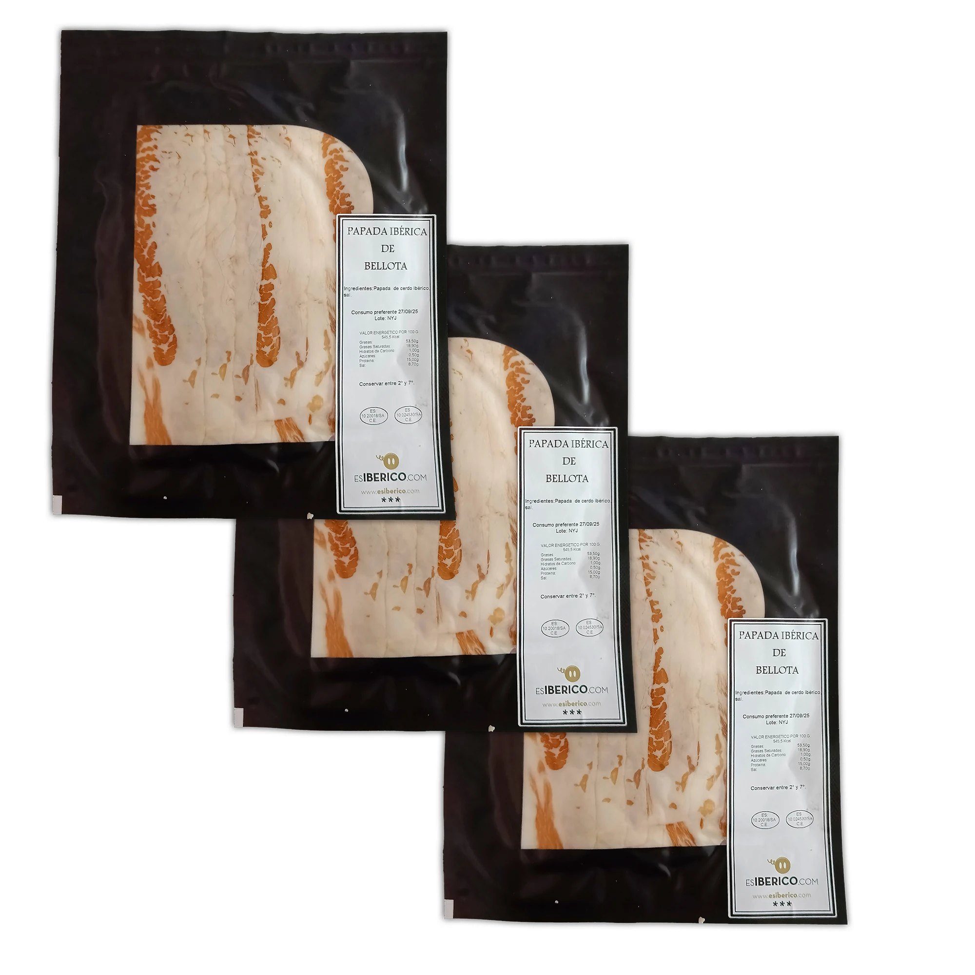 Papada De Bellota Iberica: 3 Unidades De 100 Gr
