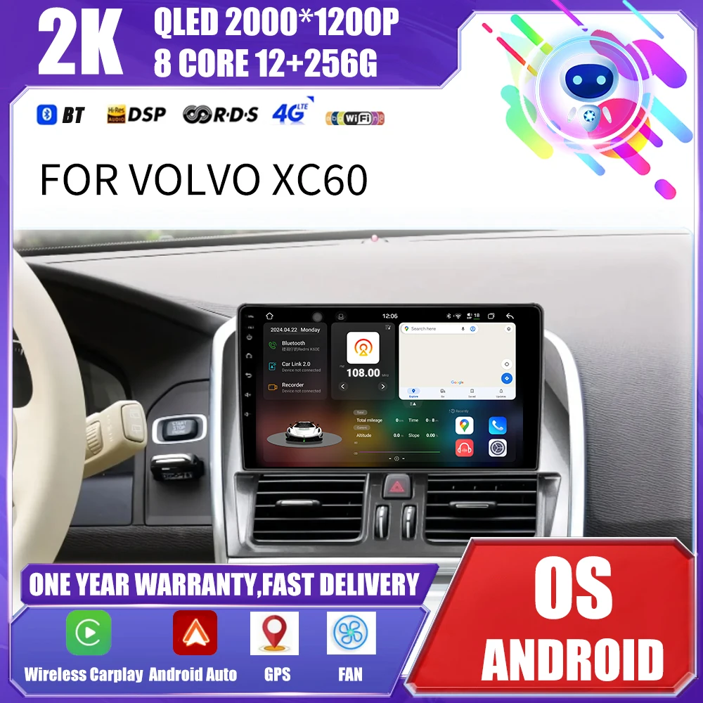 

Android 14 Car Radio Wireless CarPlay Radio For Volvo XC60 2007 - 2013 4G Android Auto Car Multimedia GPS Autoradio DSP WIFI