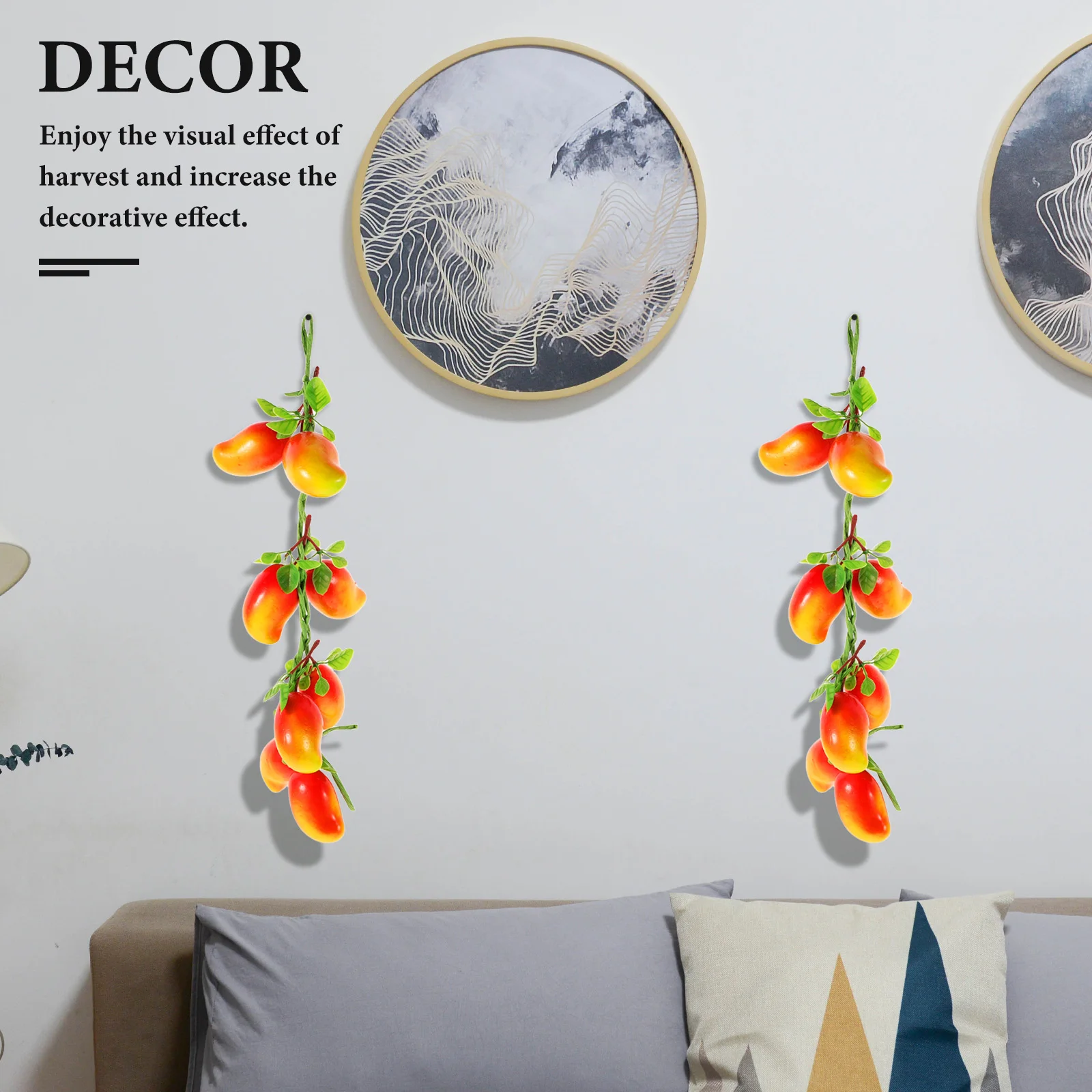 

5pcs Vine Artificial Decorative Fake Garland String for Home Harvest Festival Faux Fake String Decor Red