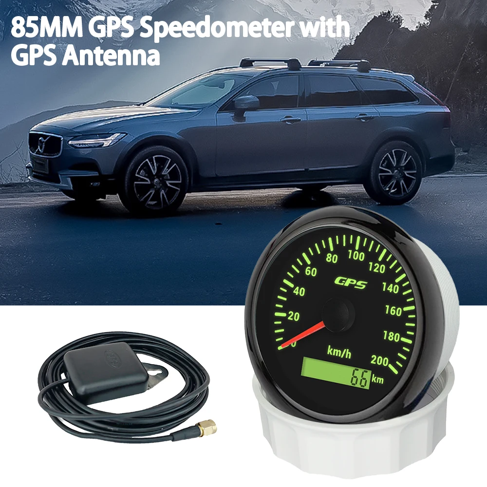 

ELING 85mm GPS Speedometer 60KM/H 0-200kmh 30MPH 160mph Odometer with 7 Colors Backlight for Motorcycle Yacht