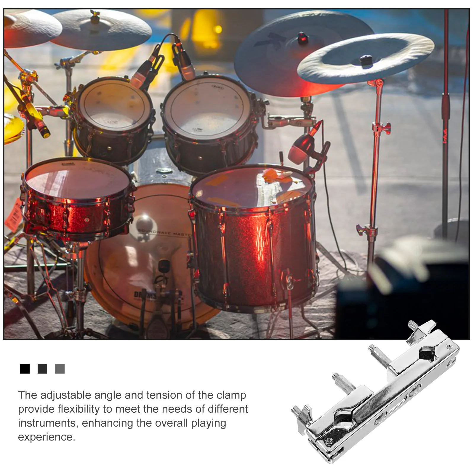 

Drum Cymbal Clamp Extension Stand Universal Mount Bracket Cowbell Clip Drum Set Accessories Metal Cymbal Holder Adjustable Angle