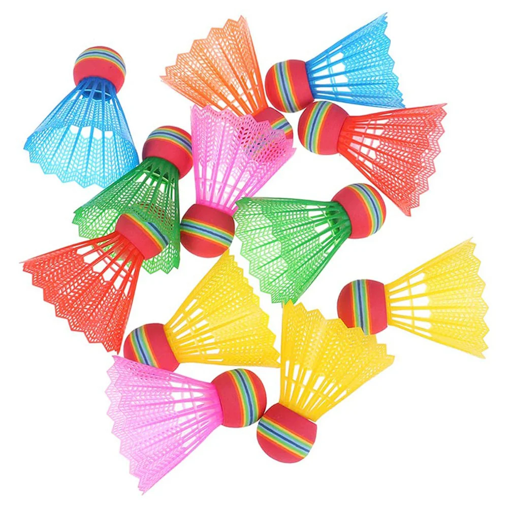 12 Pcs Badminton Cork Games Shuttlecocks Bulk Balls Light Colorful Indoor Child
