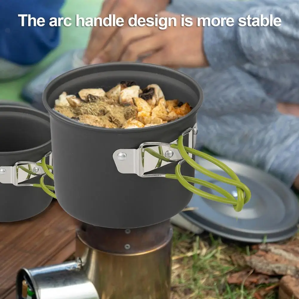 

Camping Pot Set Portable Camping Cookware Set for 1-2 Person Outdoor Picnic Hiking Backpacking Heavy Duty Aluminum Alloy Folding