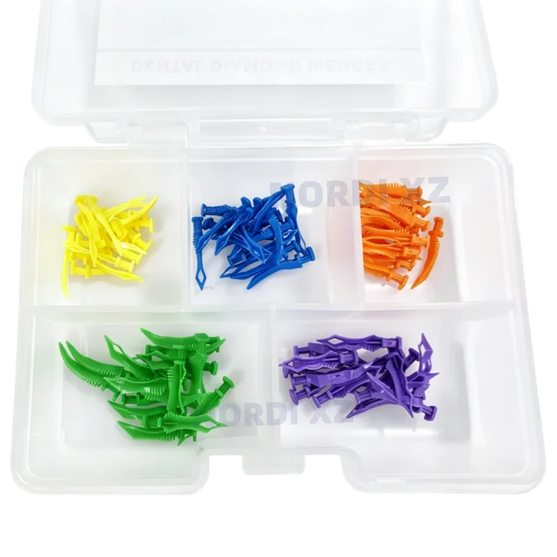 80Pcs Dental Diamond Wedges Collapse Expand Plastic Tooth Gap Sectional Matrix System Adaptive Interdental Wedges Autoclavable