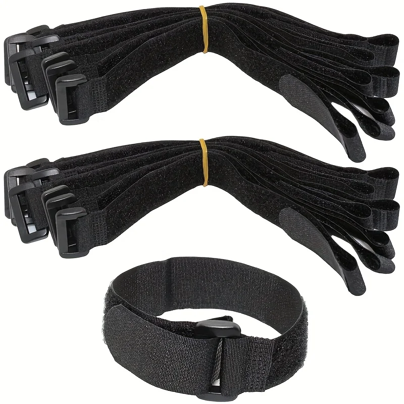 25/50pcs Reusable Hook and Loop Cable Ties – Adjustable Nylon Straps for Cord & Wire Management