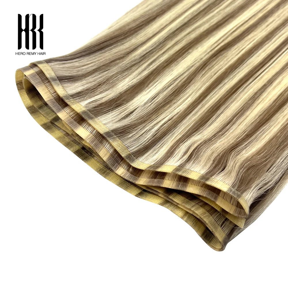 

Flat Weft 100G/pc Real Remy Human Hair Straight Invisible European Hair Extension Hair Bundle For Women PU Hair Weave 16-22 Inch