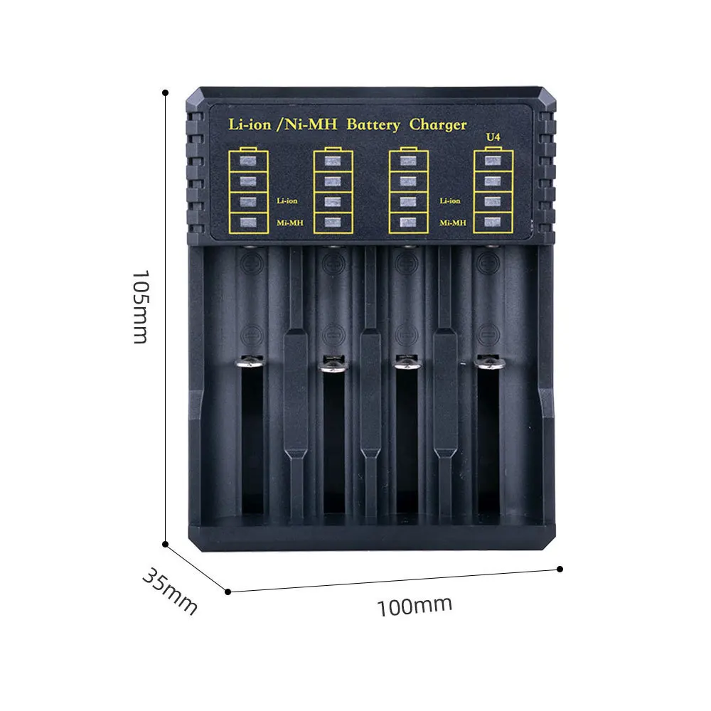 بطارية USB شاحن ذكي 4 فتحات لبطارية ليثيوم 18650 21700 14500 3.7 فولت قابلة للشحن لبطارية 1.2 فولت ni-mh AA / AAA