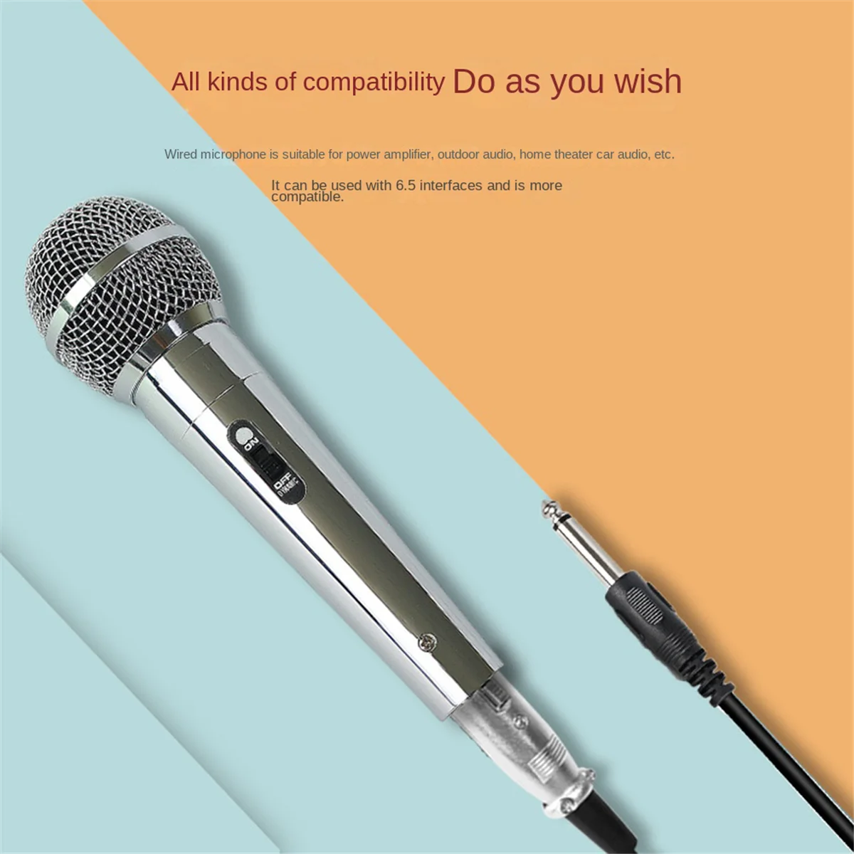 Professional Condenser Mic Handheld Microphone KTV Singing Stage Performance Wired Microphone