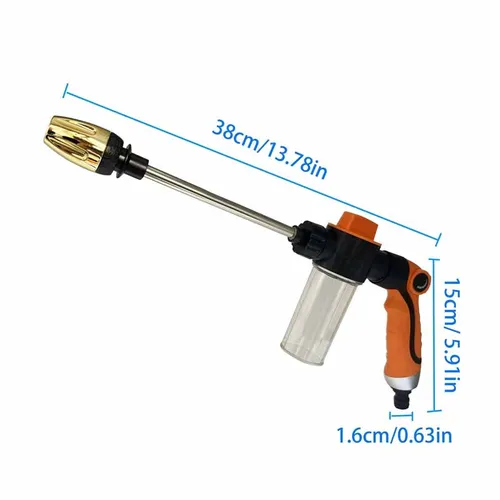 Imagen 2 del producto Pistola de agua multifunción para lavado de autos con varilla de extensión y olla de espuma, adecuada para riego y limpieza de hogares y jardines