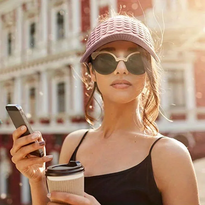 Lässige elastische Strickmütze, atmungsaktive Damen-Sonnenschutzhut mit leerem Oberteil für Outdoor-Sport und Sonnenschutz – Detail 5