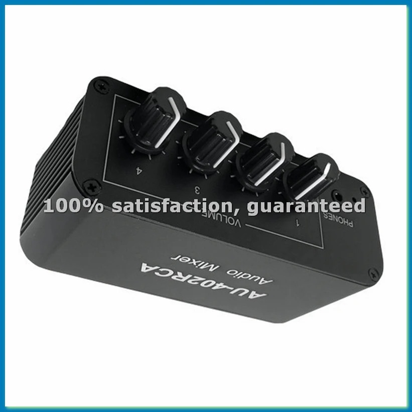 AU-402RCA Stereo Audio Mixer Multi-Channel Audio Source Reverberator Volume Control 3.5mm Headphone Driver 4 Input-ELEC