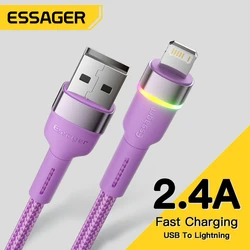 Essager LED USB Cable For iPhone 13 12 11 Pro Max XRS 8 7 Plus 6s Fast Charger Wire For iPhone Charger Charging Cord Data Cable