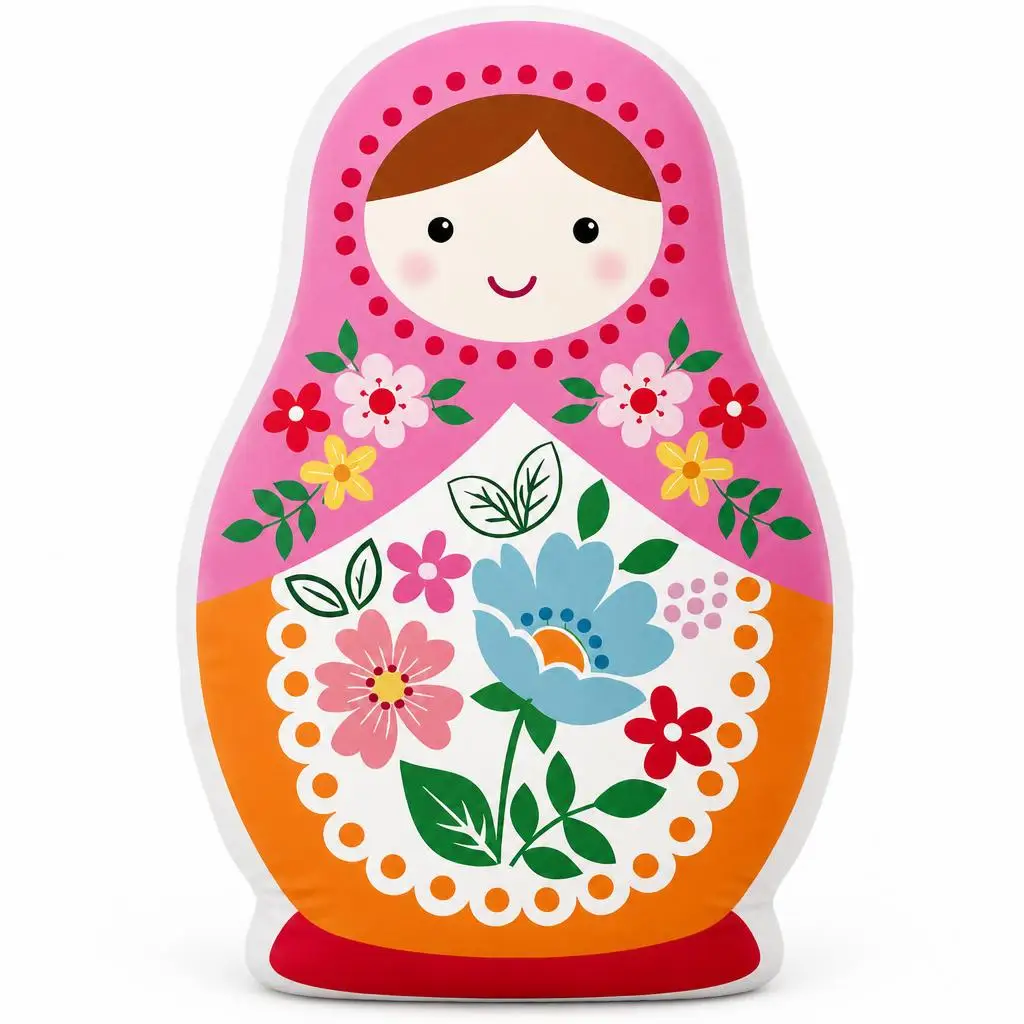 Matryoshka Russian Nesting Doll Floral Folk Slavic Plush Pillow Cushion Irregular Stuffed Throw Pillow Home Decor Gift Sofa Bed