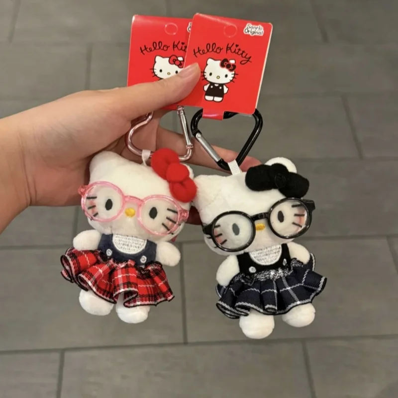 Nowy Hellokitty z okularami ~ Śliczny, ręcznie wykonany wisiorek Kt Doll Brelok do kluczy Torba dla lalek Wisiorek Prezent urodzinowy W magazynie