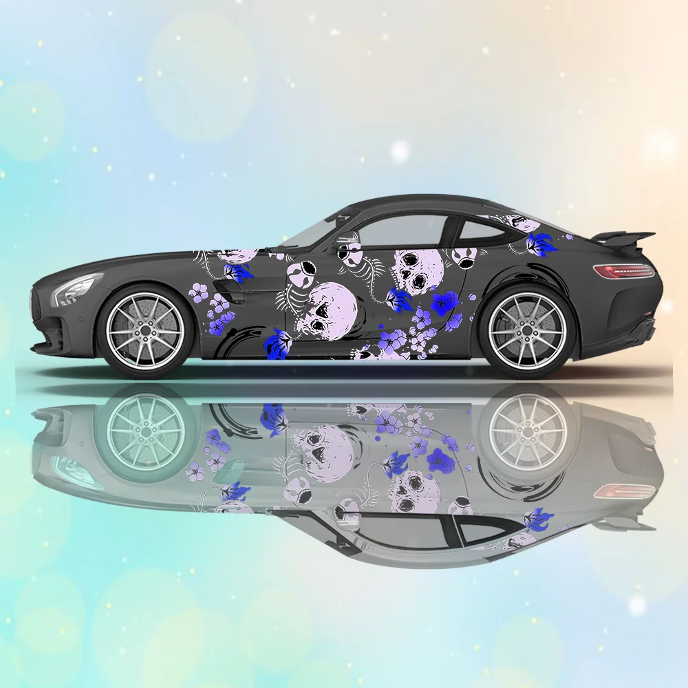 

Красочные чернила с черепом, милые автомобильные виниловые наклейки, самоклеящаяся наклейка из ПВХ, подходит для грузовиков, внедорожников, украшения, автоаксессуары, подарок