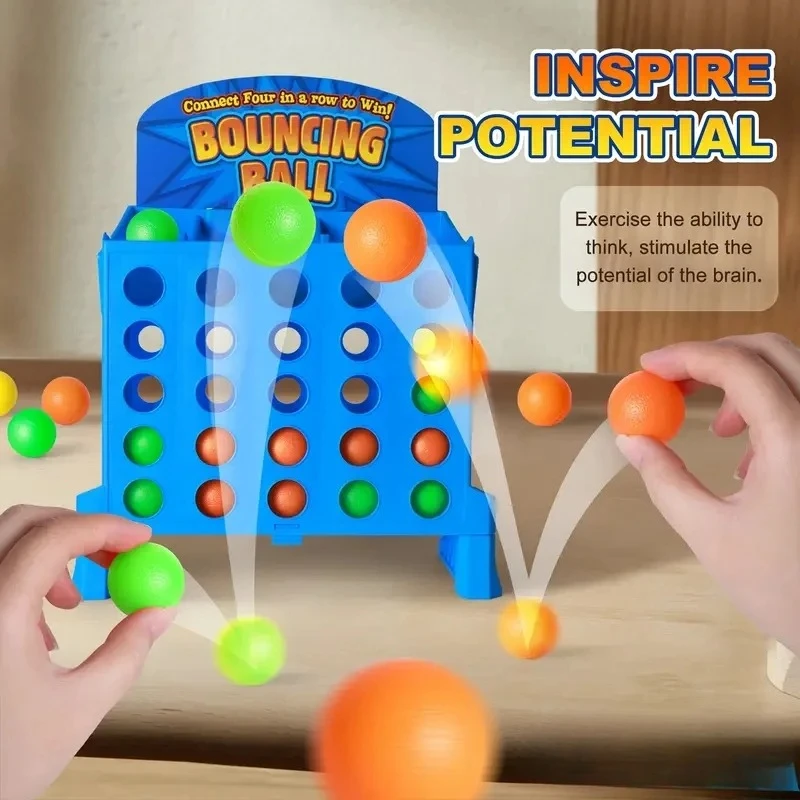 

Children Bounce Game Jumping Ball Tabletop Toy for Kids 4 in a Row Parent-Child Interaction Board Game Educational Gift For Kids