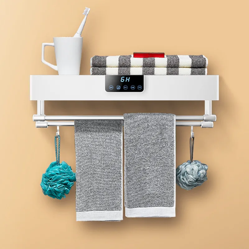 Intelligent Electric Towel Rack Heating and Drying Towel Rack Bathroom Storage Rack Space Aluminum Free Punching