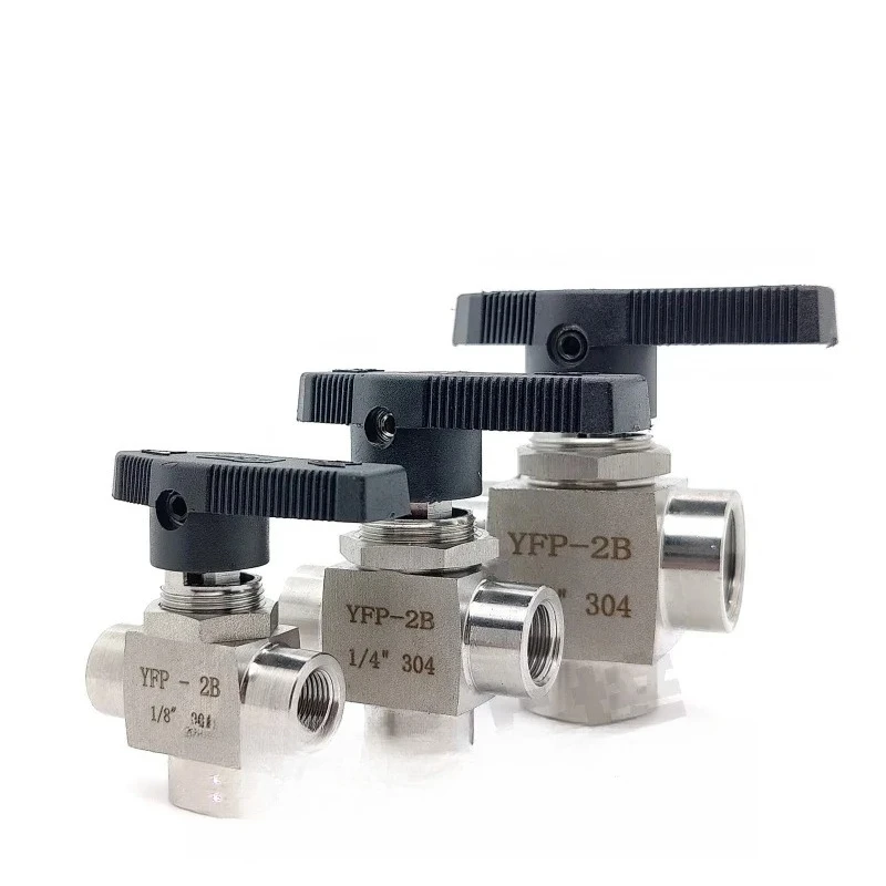 304 stainless steel inner thread three-way ball 1/43/81/2 thread imitation American valve L-shaped YFP-2B panel switching valve