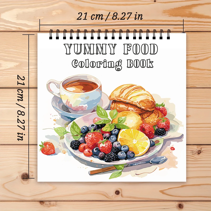 Libro da colorare - 8,27 x 8,27 pollici 32 pagine di delizioso libro da colorare con cibo - regalo ideale per la famiglia o gli amici