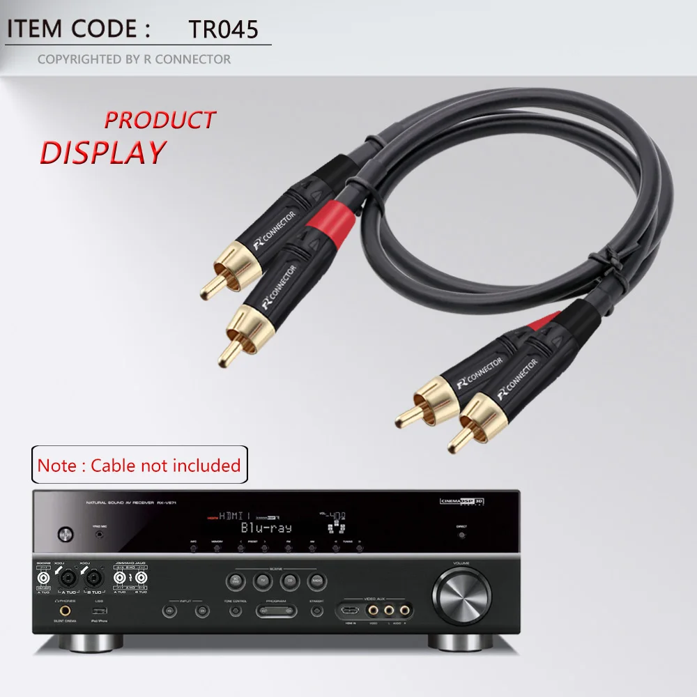 2PCS RCA Audio And Video Plug Connector RCA Male Lotus Jack Black Plating Electrophoresis With Gold Plated Head