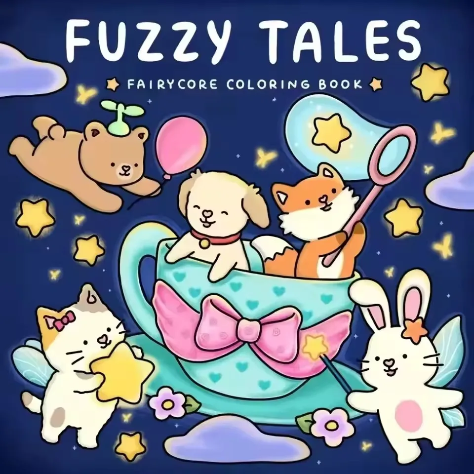 Fairycore Malbuch Fuzzy Friends Entzückende Tierfiguren für Erwachsene und Jugendliche