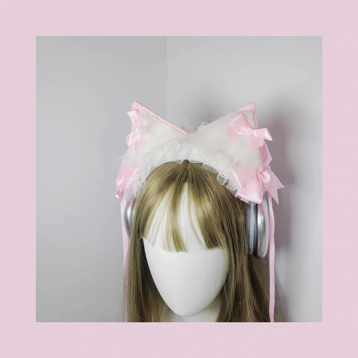 イヤホン装飾カバー、女の子用ヘッドフォンヘッドセット、写真小道具、かわいいヘッドフォンカバー