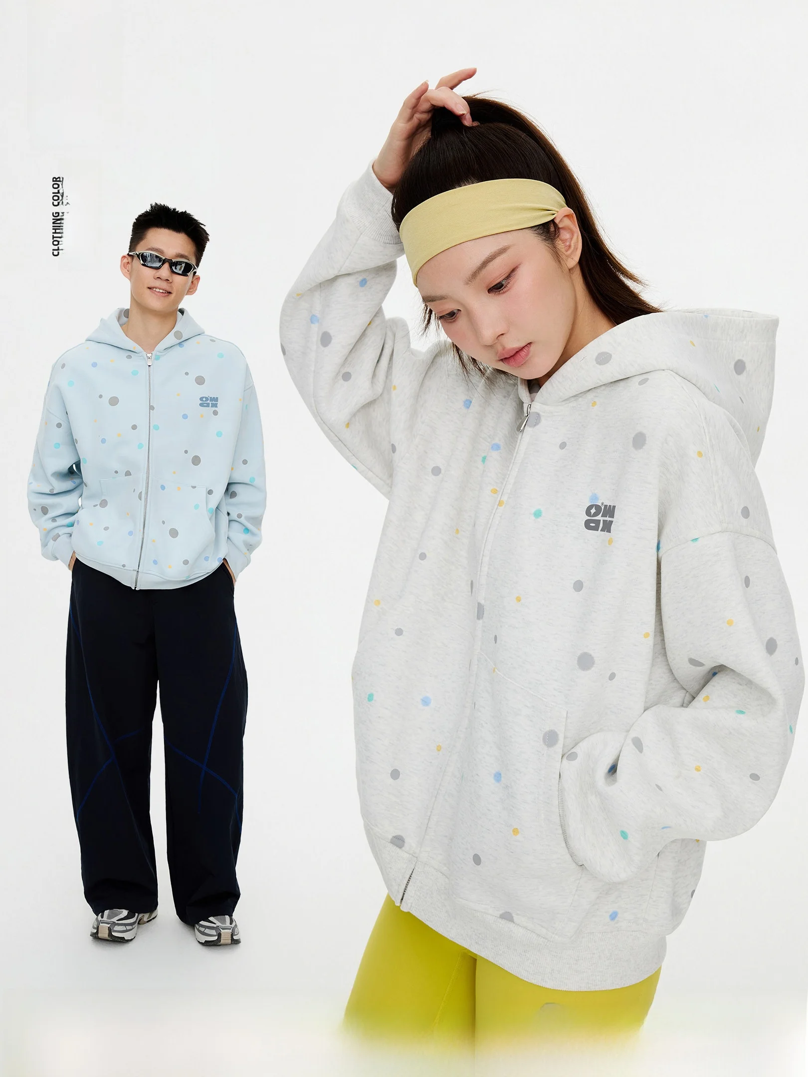 

OWOX открытый кардиган с капюшоном и логотипом в горошек, повседневная свободная толстовка на весну и осень, новые топы для пар, верхняя одежда