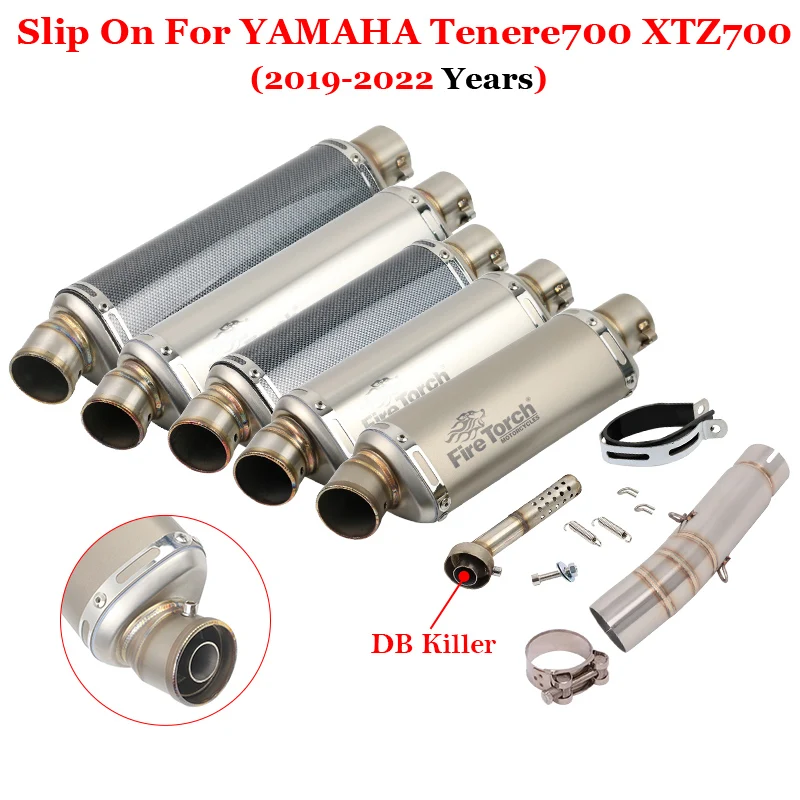 

Slip On For YAMAHA Tenere700 XTZ700 700 2019 2020 2022 Motorcycle Exhaust Escape System Middle Link Pipe Muffler Moto DB Killer