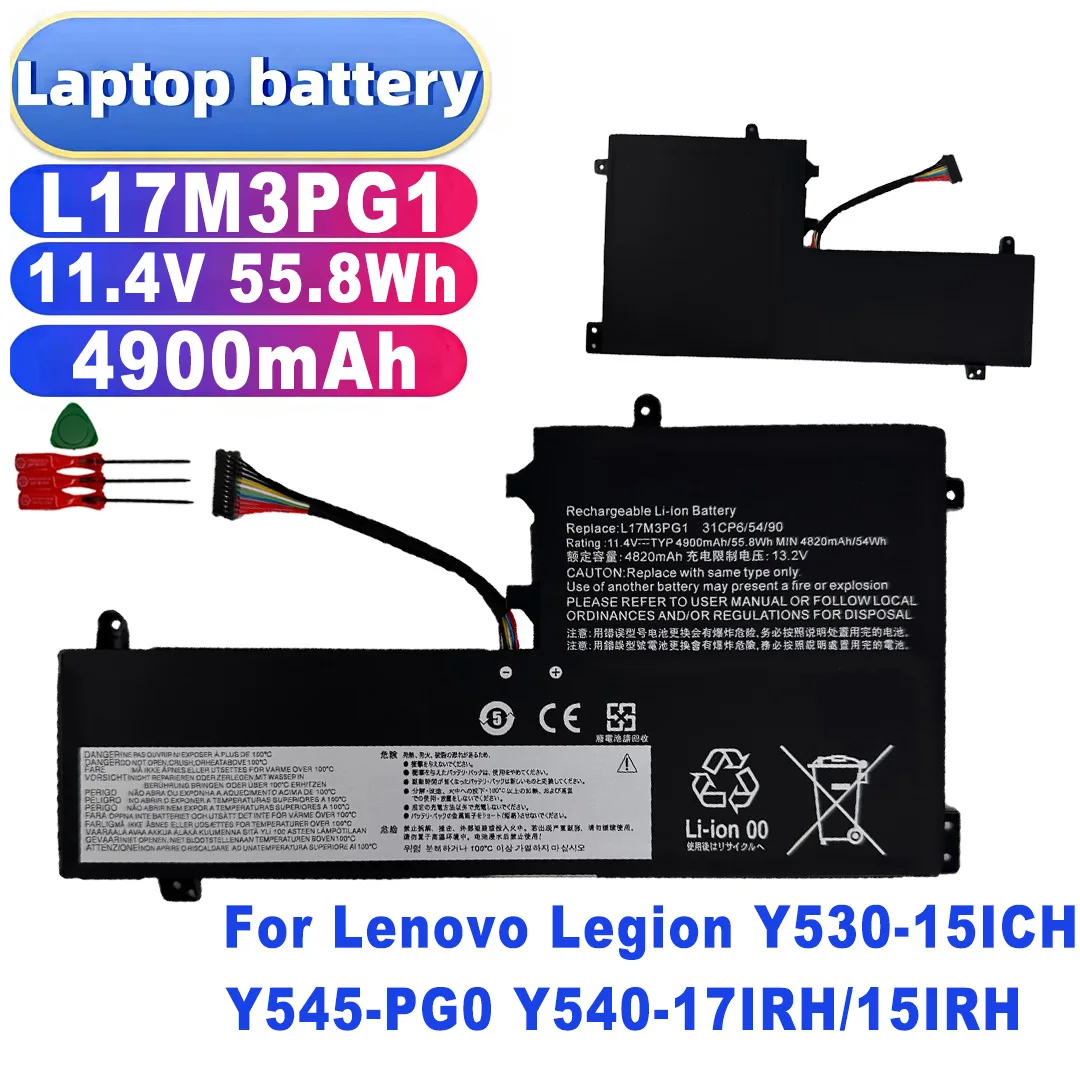 L17M3PG1 L17M3PG3 L17C3PG1 L17M3PG2 L17C3PG2 11.4V 55.8Wh 4900mAh Battery for Lenovo Legion Y530-15ICH Y545-PG0 Y540-17IRH/15IRH