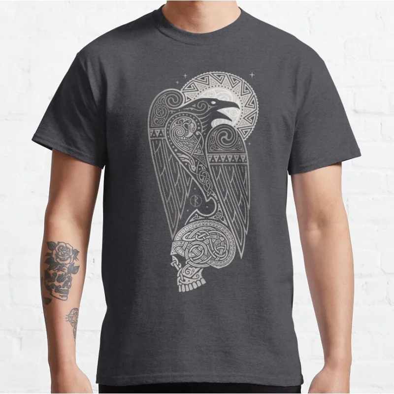 CELTIC RAVEN Viking Norse Mythology Nordic valhalla animal Short-sleeve crewneck T-shirt for men Large size Adult S-6xl Tops