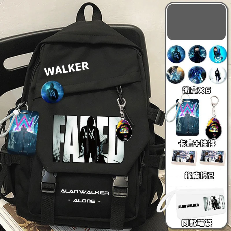 Negro Blanco, AlanWalker, Alan Walker, Marshmello, Estudiante Niños Adolescentes Mochilas escolares, Mochilas de gran capacidad Mochilas de anime Niñas Niños