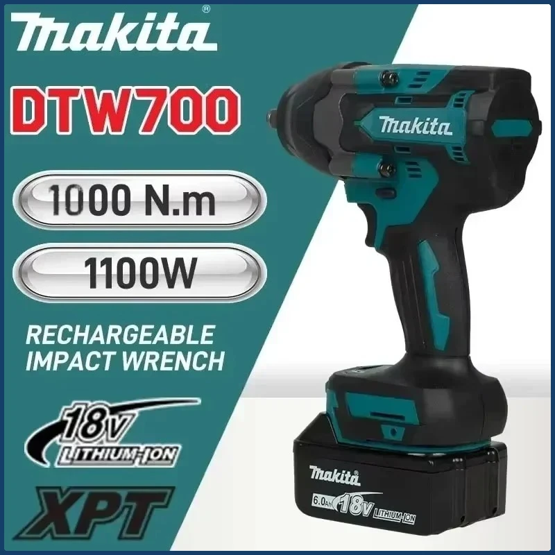 

Makita DTW700 1000N.M Brushless Electric Wrench Cordless Impact Wrench Screwdriver Large Torque Auto Repair Power Tools