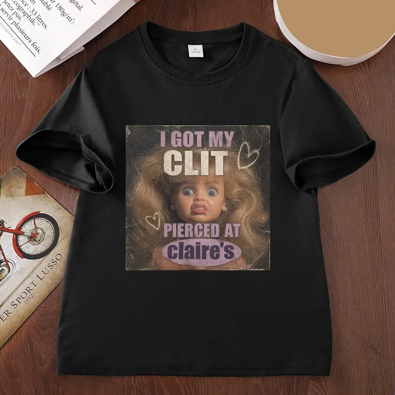 Funny Doll Meme T-shirts Adult Humor T Shirt Men Casual Round Neck Tshirt Cotton Loose Short Sleeve Tees Y2k Man Clothing