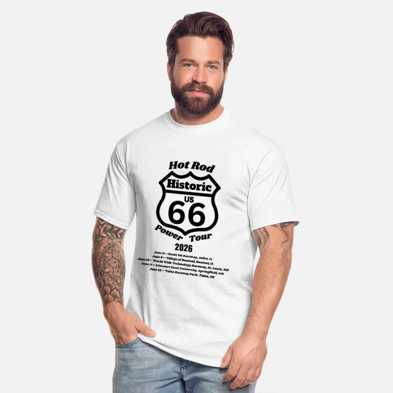 

Футболка Hot Rod Power Tour 2026 в подарок, с графическим изображением The Mother Road Route 66 UShighway, 100% хлопок, все размеры S-6XL
