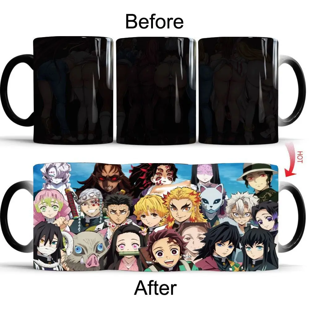 Kimetsu No Yaiba Discoloration Mug Demon Slayer Color Changing Cup Anime Ceramic Coffee Cup Heat Sensitive Milk Tea Mugs Novelty