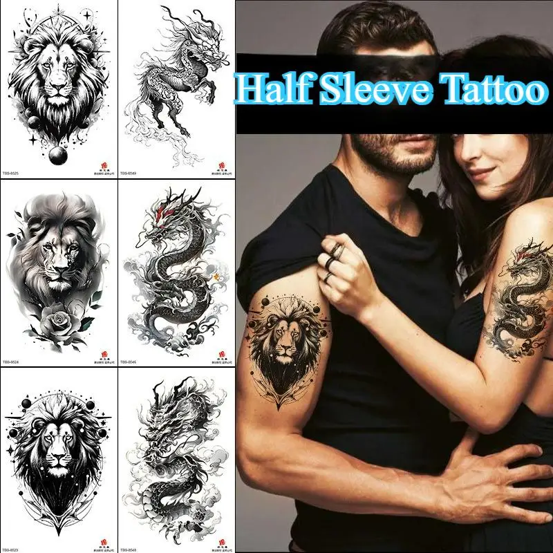 

Temporary Tattoos for Men Women,Waterproof Tattoo Stickers,Long-Lasting,Fake Tattoo,Lion Dragon Butterfly Tattoo Stickers