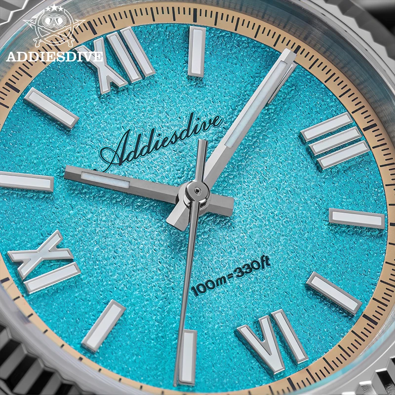 ADDIESDIVE 36mm New Quartz Men Watch Luxury Sapphire Glass Dive 100m Waterproof BGW9 Luminous Dress Watch 316L Stainless Steel