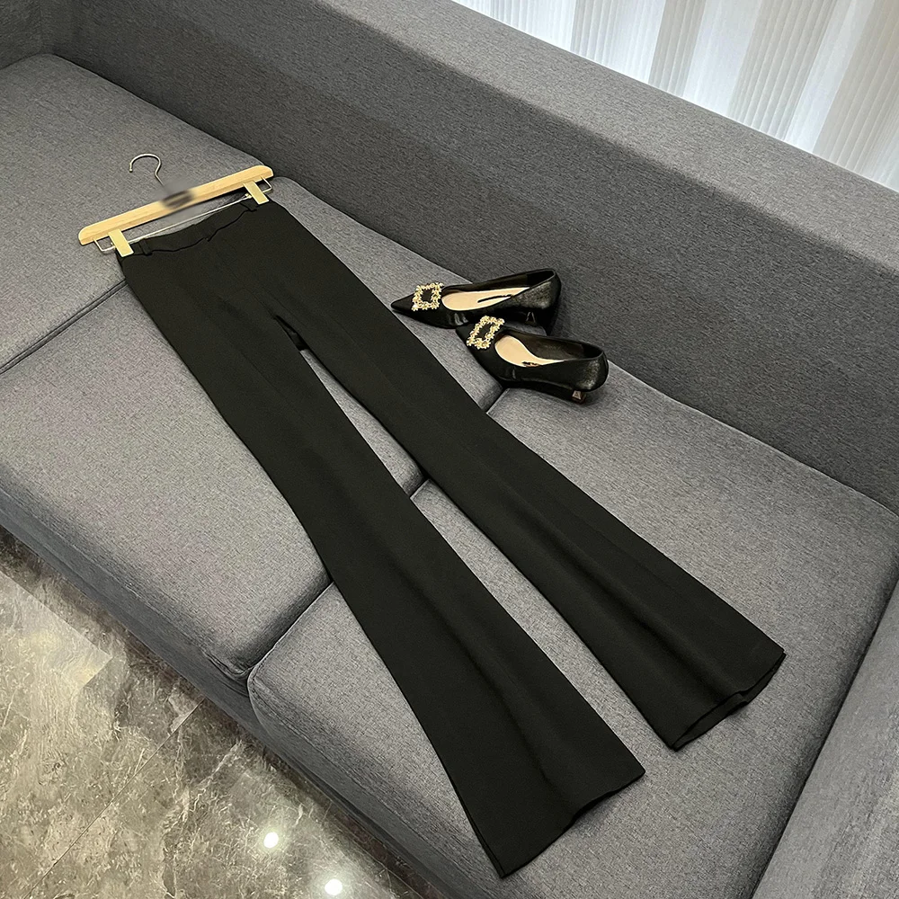 TWOTWINSTYLE, conjuntos de dos piezas elegantes y lisos para mujer, Top de manga larga con cuello redondo, pantalones de cintura alta, conjunto elegante para mujer YSE109126