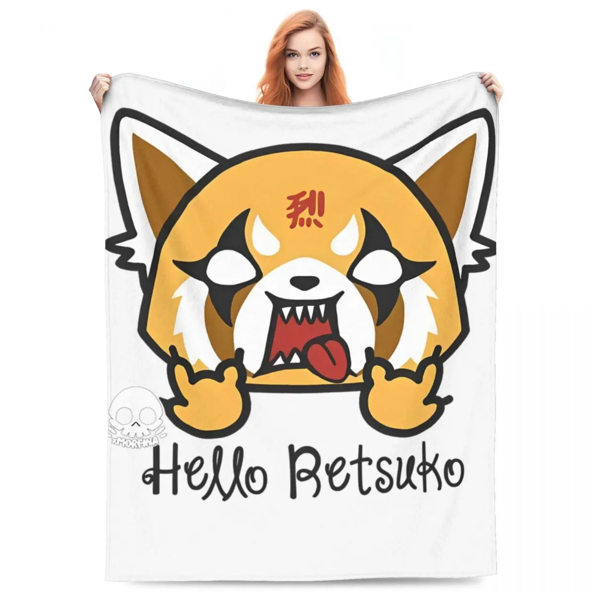 

Warm Blanket Airplane Travel Aggretsuko Hello Retsuke Throw Blanket Flannel Bedspread For Couch ChairGraphic Sofa Bed Cover