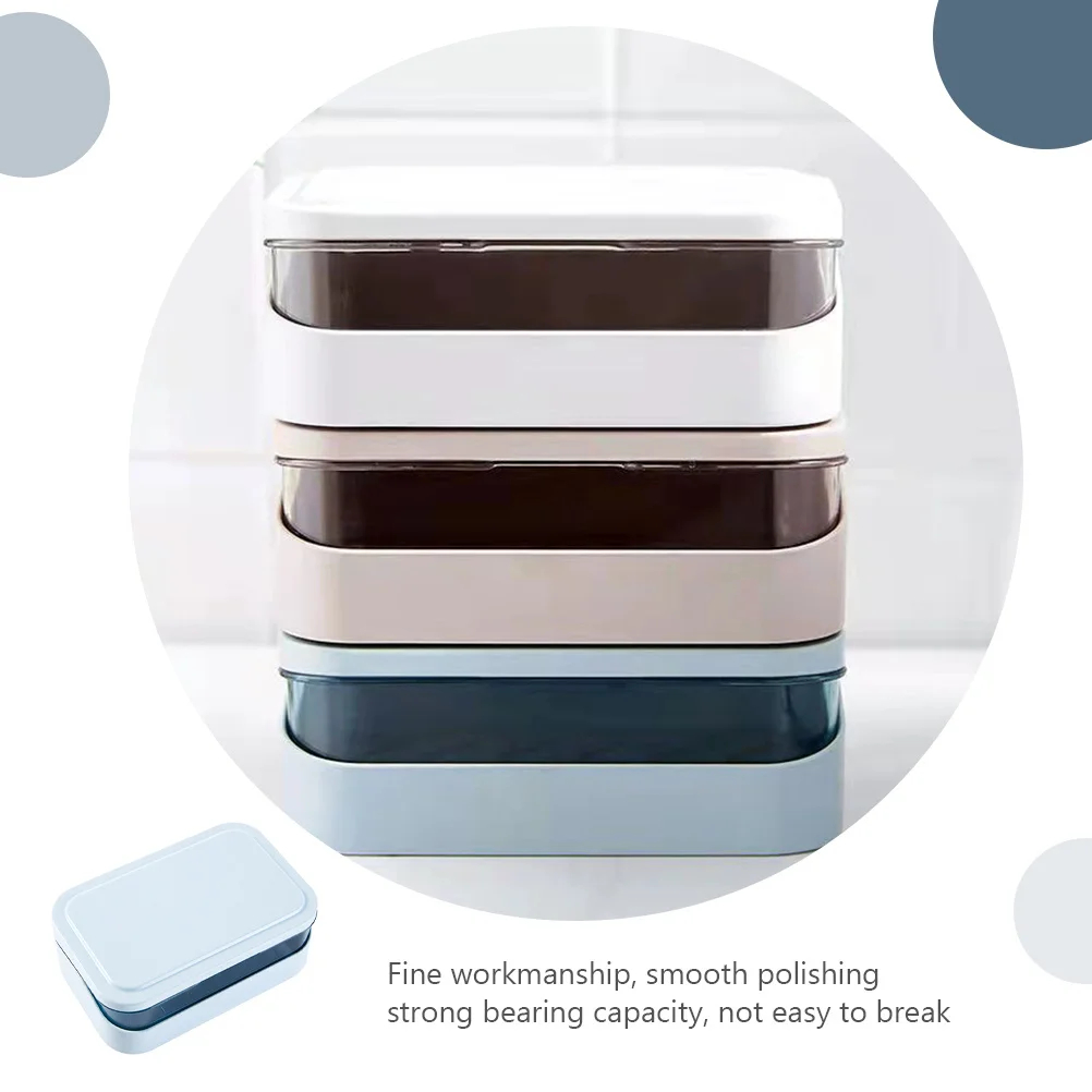 

Double Layer Drain Soap Box ABS Material Bathroom Kitchen Travel Soap Holder Dish Lid Design Smooth Polishing Strong