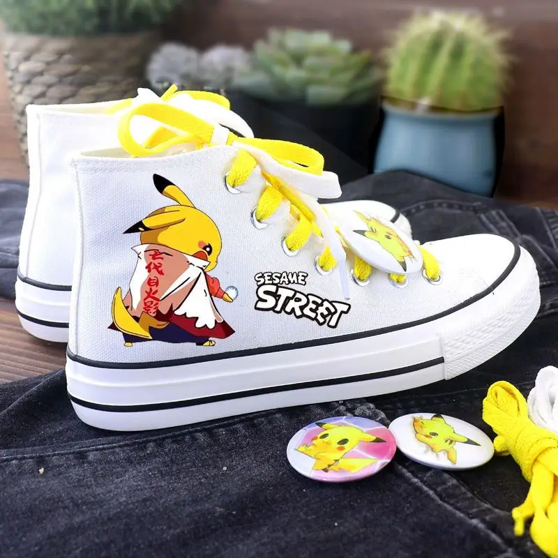 plus size Pikachu High Top Canvas Leather Kachu Collaboration Spring Autumn New Student SportS And Leisure Shoe women shoes