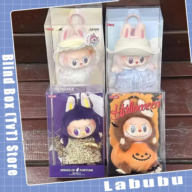 In Stock Labubu Action Figures Skullpanda Mokoko Zimomo Halloween Labubu Keychain Doll Christmas Gift Keyring Kids Toys Replica