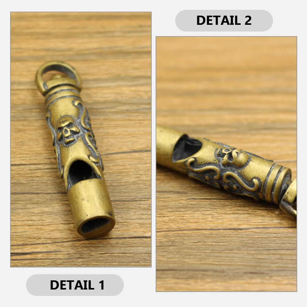 Copper Pendant Skull Pattern Emergency Outdoor Survival Whistle For Camping Hiking Safety Tool Portable Metal Whistle Keychain