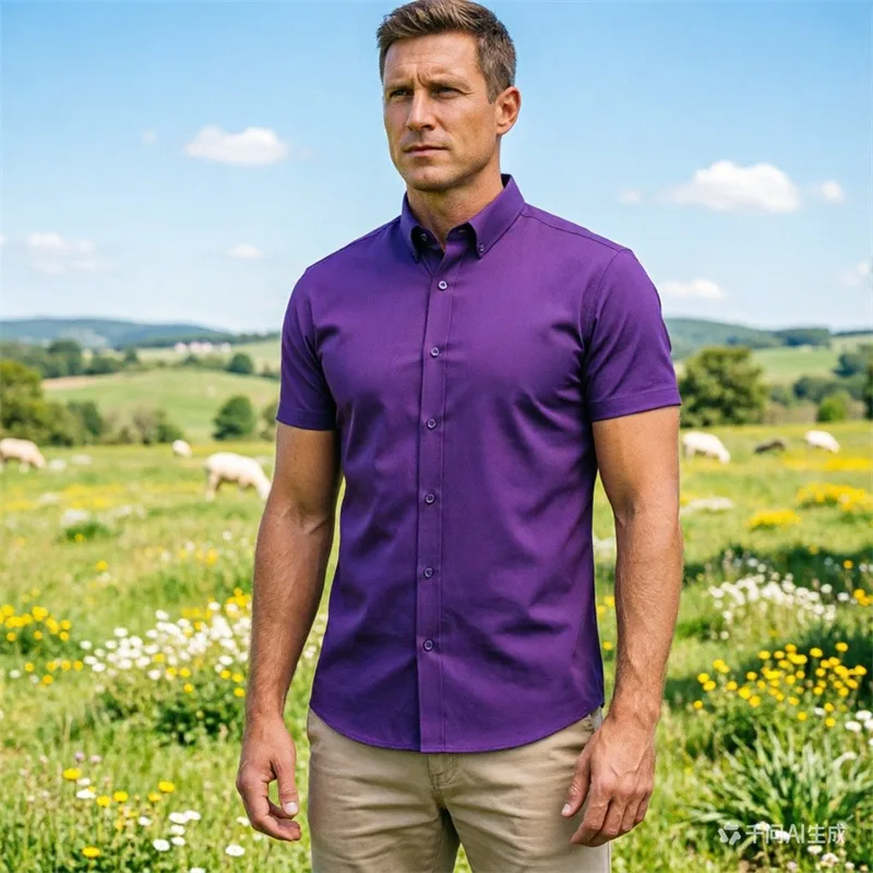 

New Men's Summer Business Casual Elastic Short Sleeved Shirt, Wrinkle Free, High Elasticity, Comfortable and Breathable